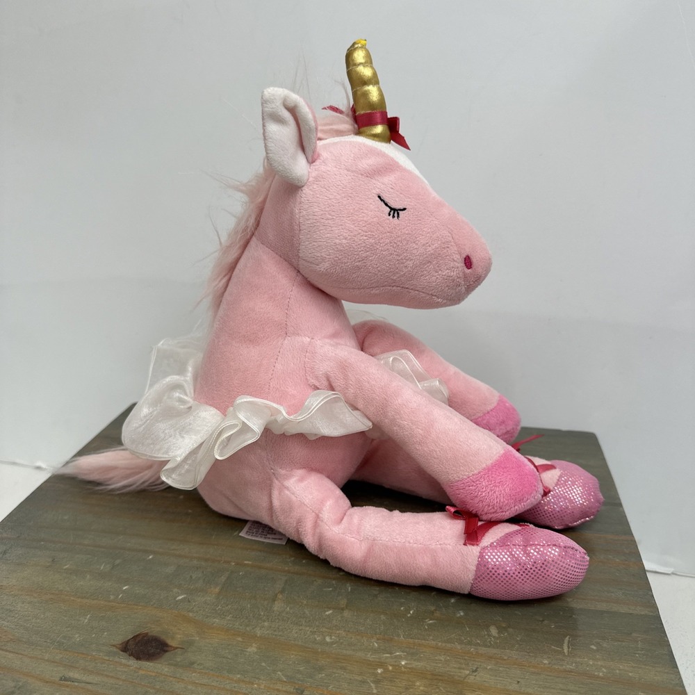 Ganz Pink Unicorn Horse Ballerina Tutu Gold Horn Shiny Plush Dance Baby Soft